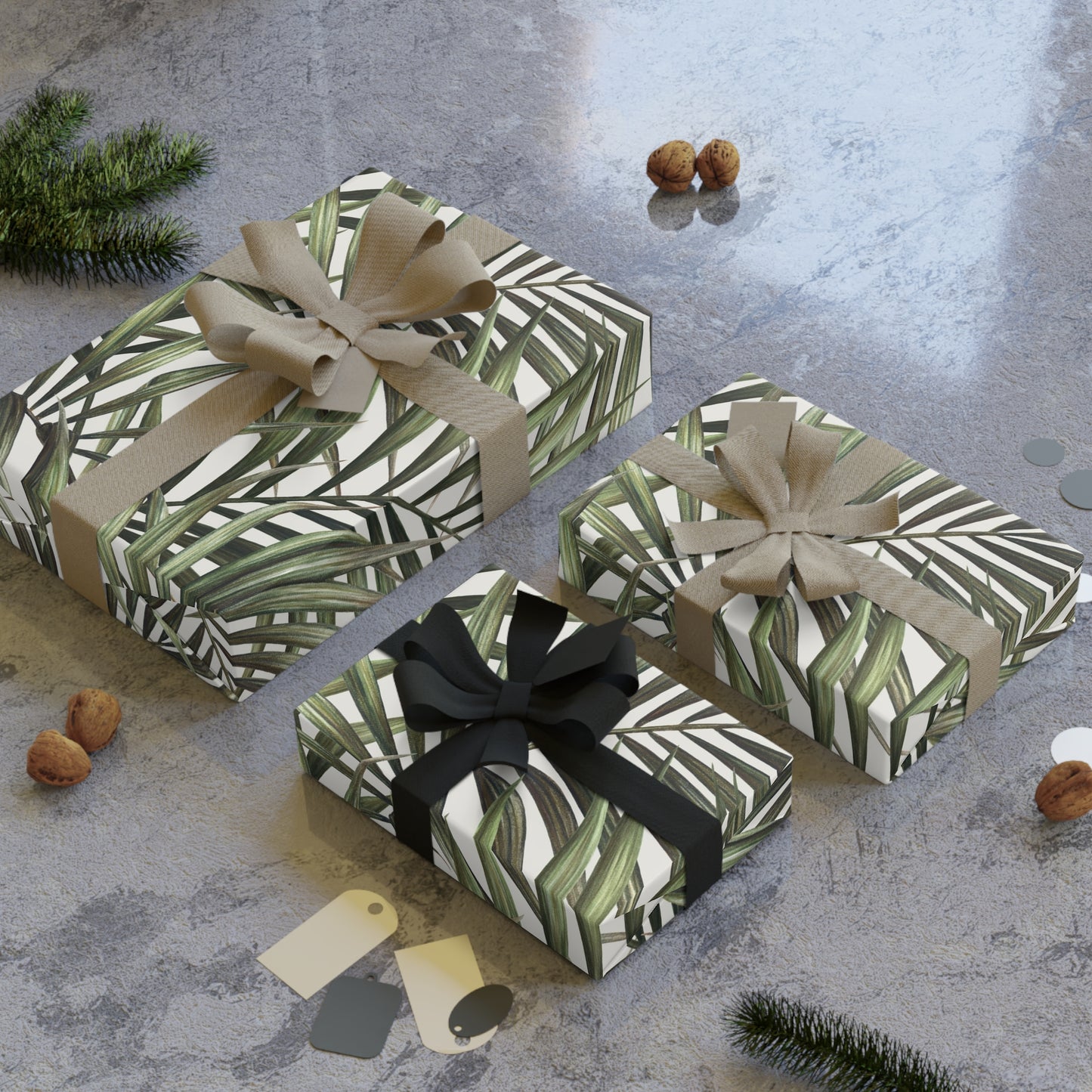 Tropical Green Palm Leaves Gift Wrapping Paper Rolls, 1pc