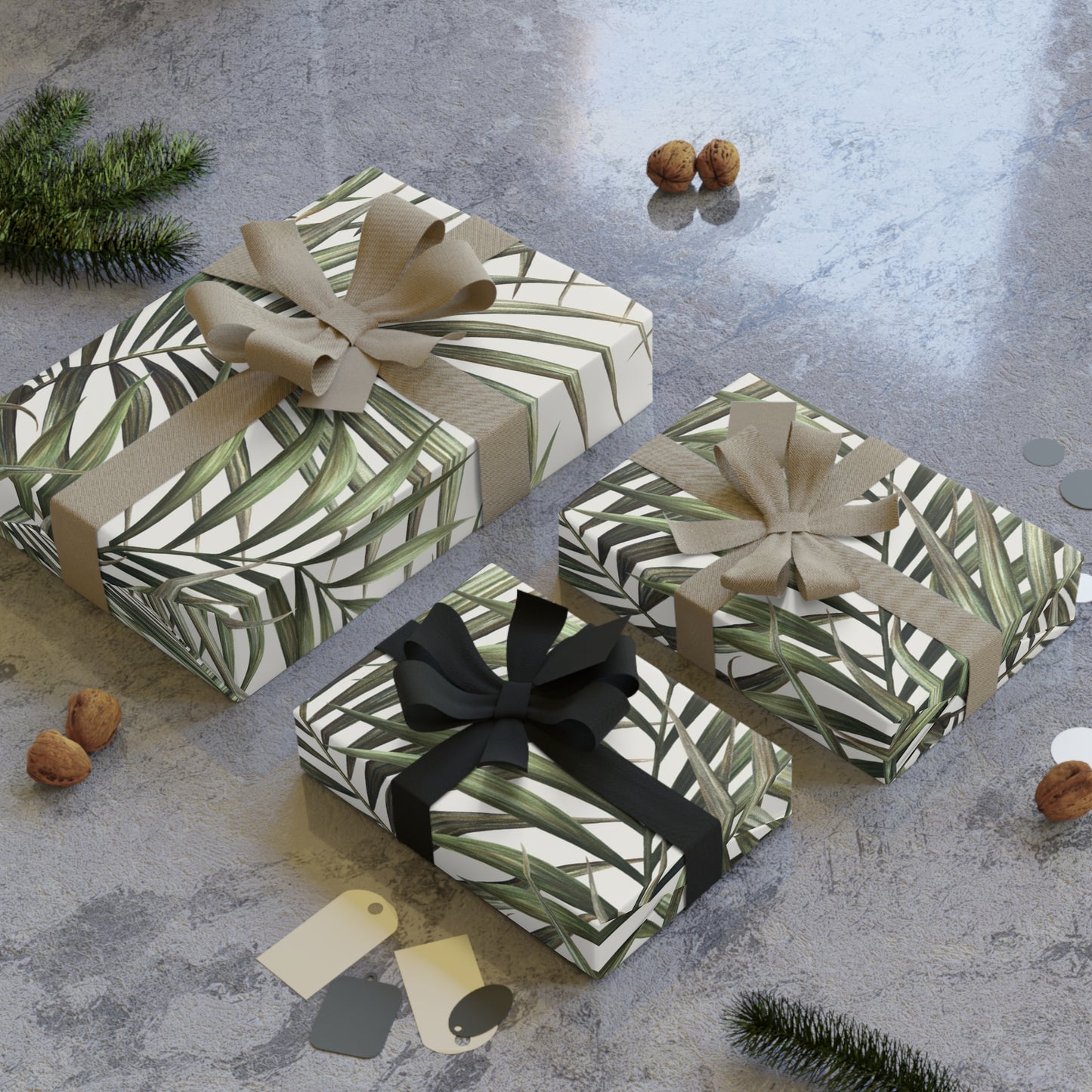Tropical Green Palm Leaves Gift Wrapping Paper Rolls, 1pc