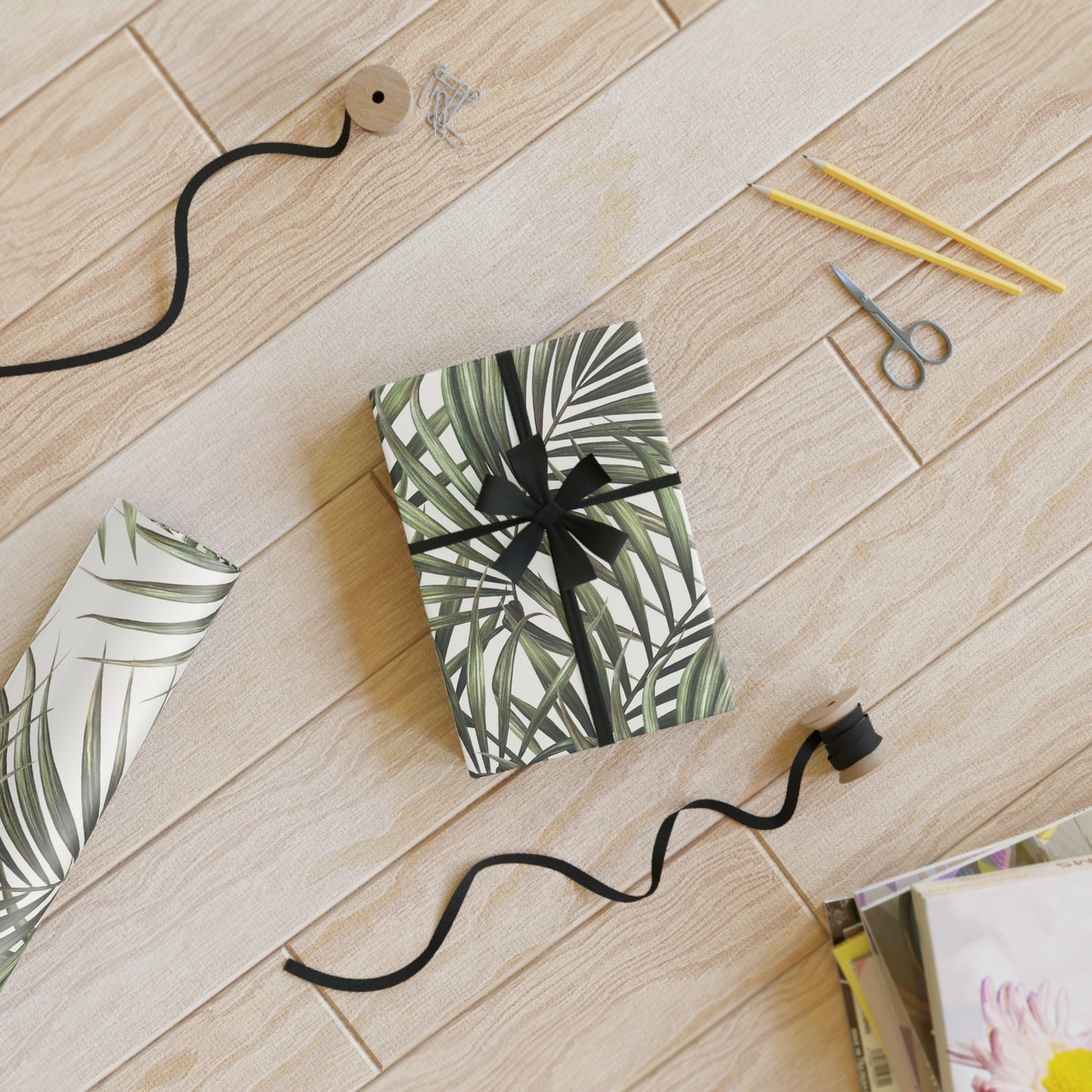 Tropical Green Palm Leaves Gift Wrapping Paper Rolls, 1pc