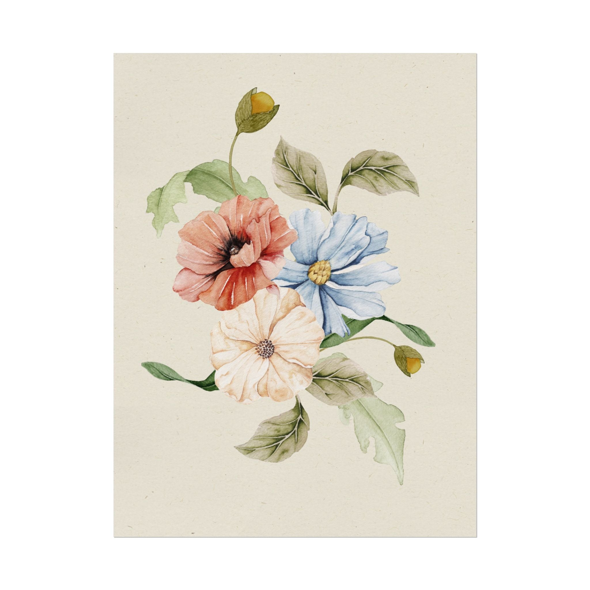 Textured Watercolor Botanical Floral Poster