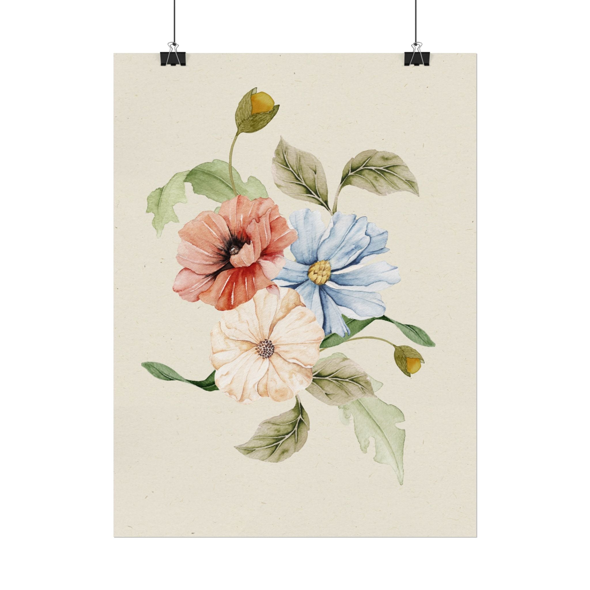 Textured Watercolor Botanical Floral Poster