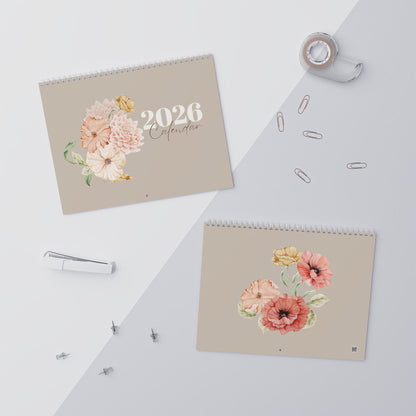 Floral Wall Calendar 2026, Elegant Home Organizer, Gift for Plant Lovers, Monthly Planner, Flower Art Decor