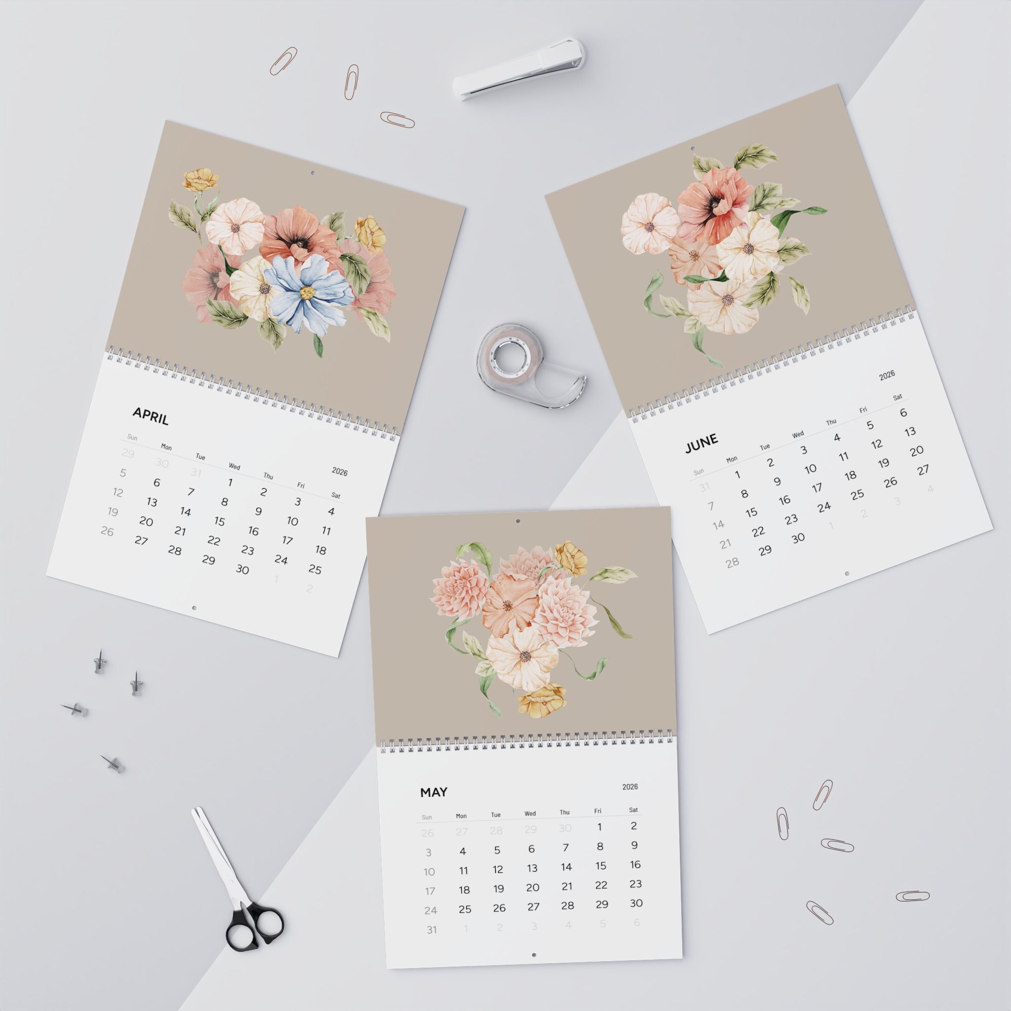 Floral Wall Calendar 2026 - Monthly Planner