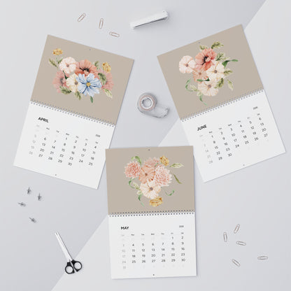Floral Wall Calendar 2026, Elegant Home Organizer, Gift for Plant Lovers, Monthly Planner, Flower Art Decor