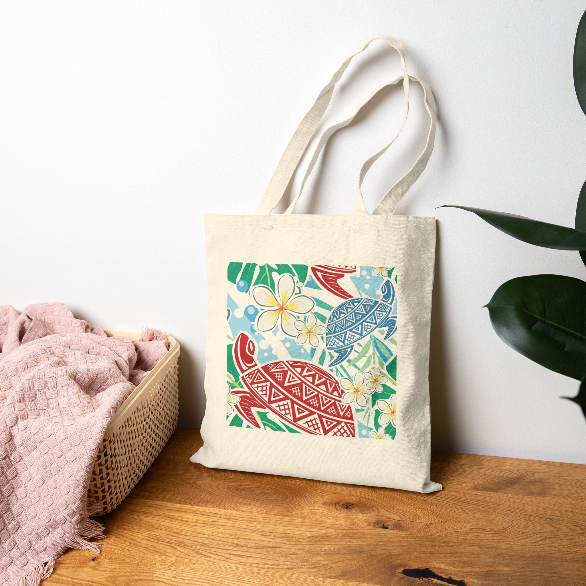 Tote Bag - Tropical Turtle Canvas Bag