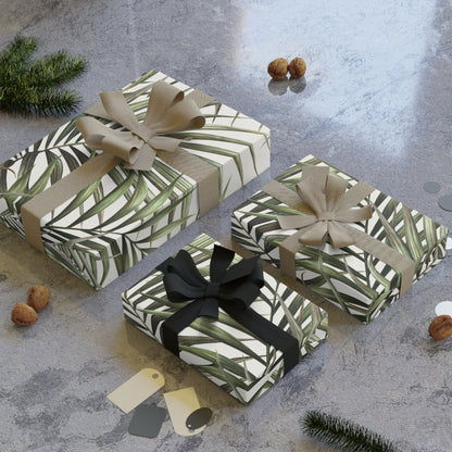 Tropical Green Palm Leaves Gift Wrapping Paper Rolls, 1pc