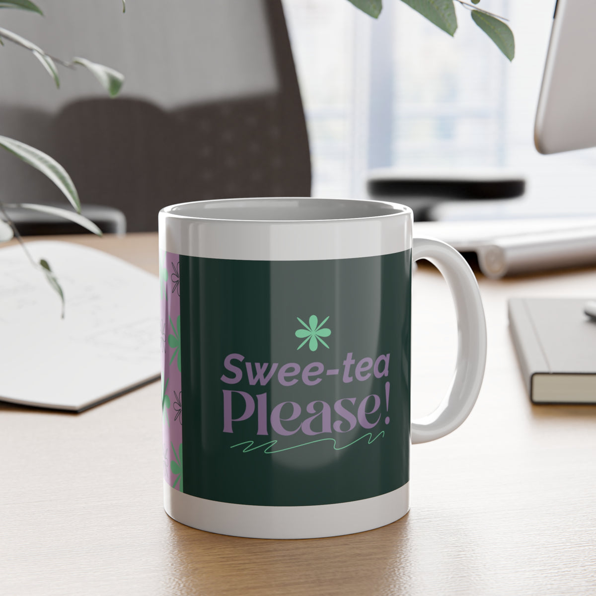 Swee-tea Ceramic Mug — Retro Floral Pattern 11oz