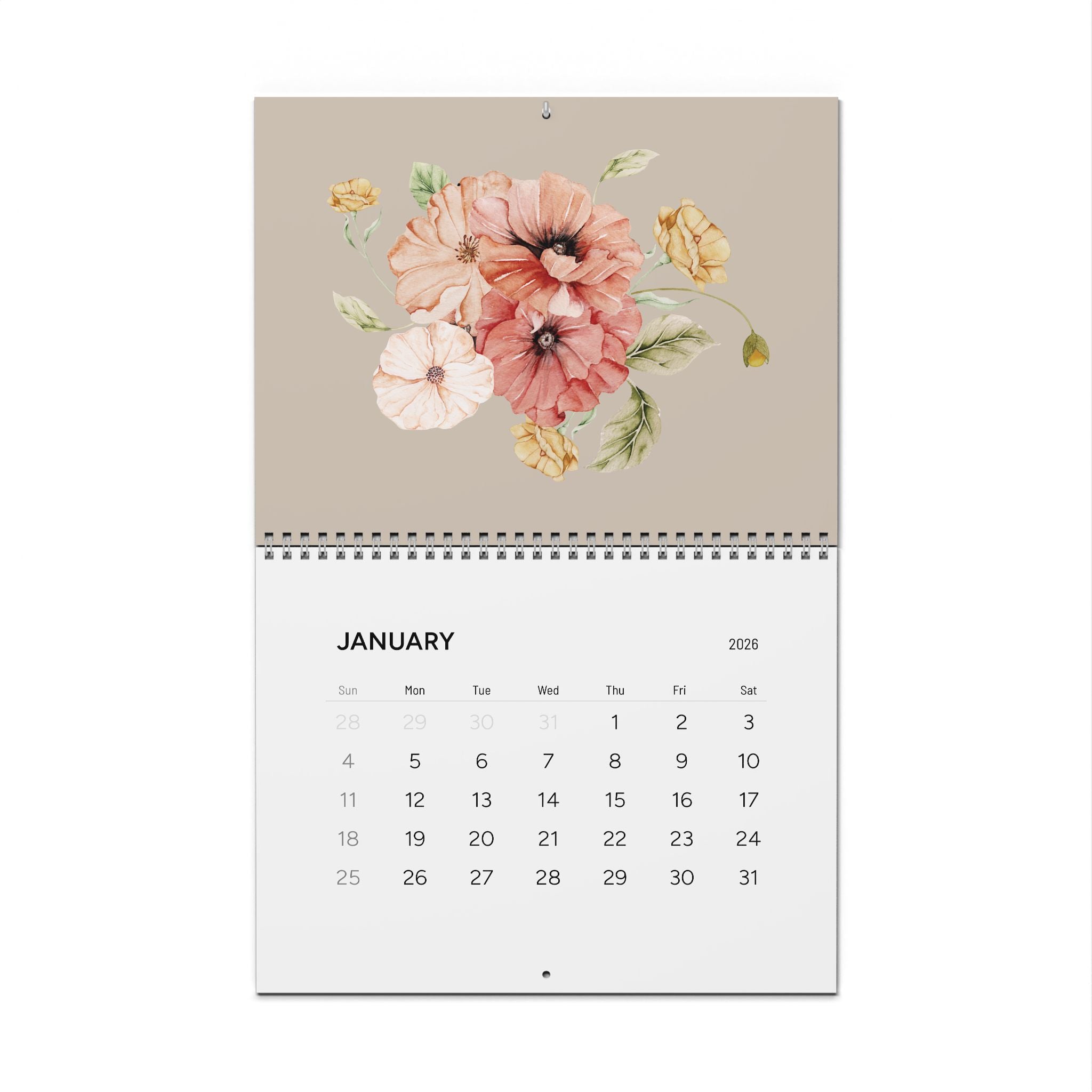 Floral Wall Calendar 2026 - Monthly Planner