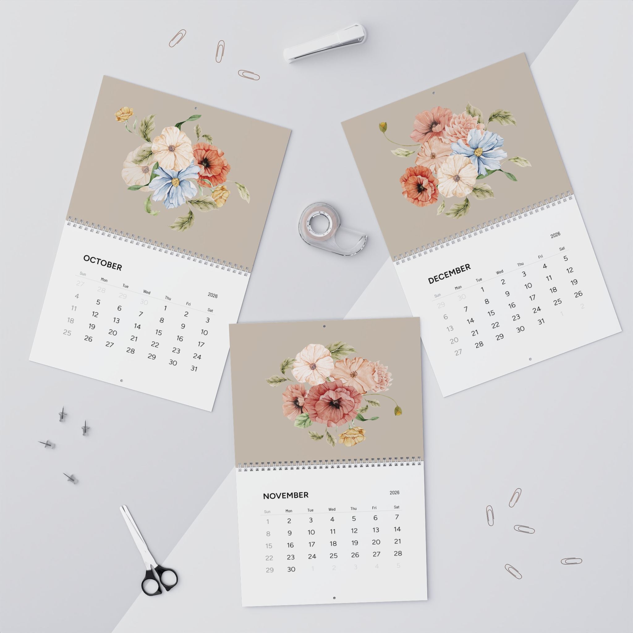 Floral Wall Calendar 2026 - Monthly Planner
