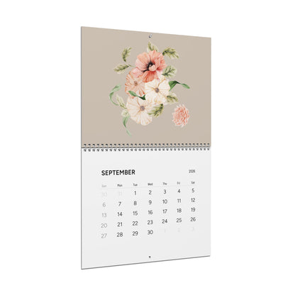 Floral Wall Calendar 2026, Elegant Home Organizer, Gift for Plant Lovers, Monthly Planner, Flower Art Decor
