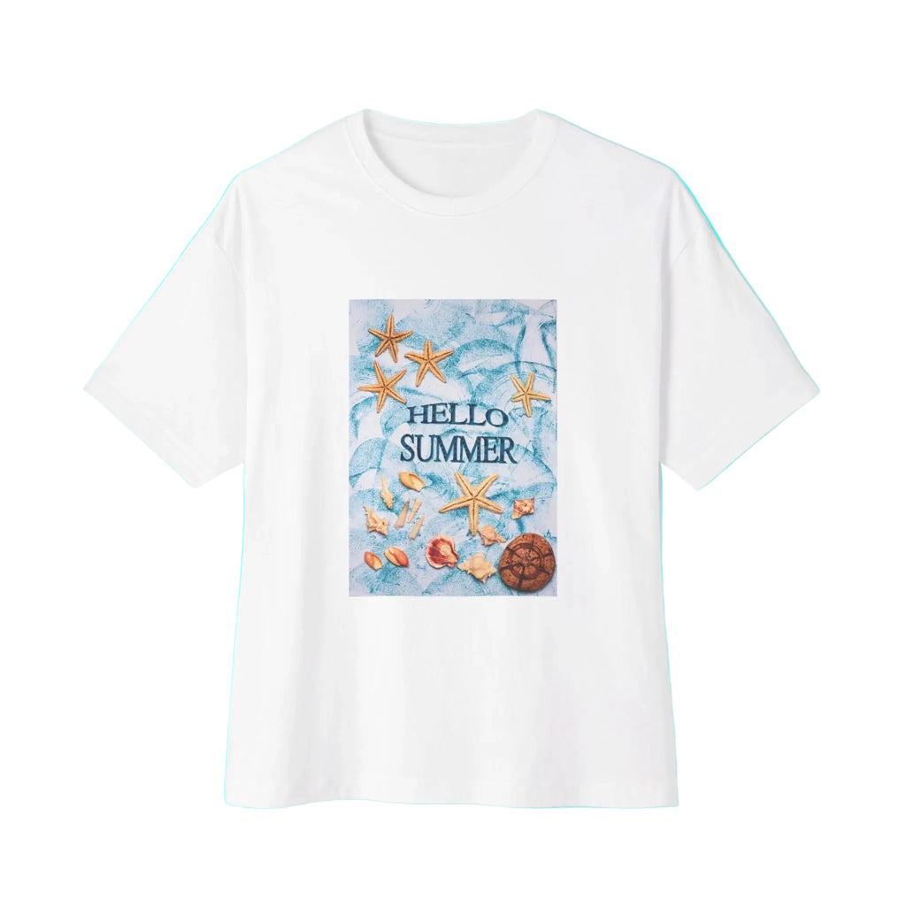 Hello Summer Tee — Beach Shells & Starfish Graphic T-Shirt