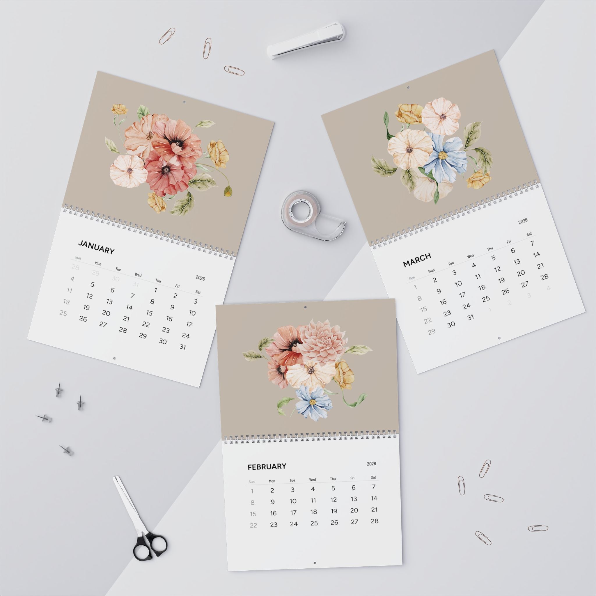Floral Wall Calendar 2026 - Monthly Planner