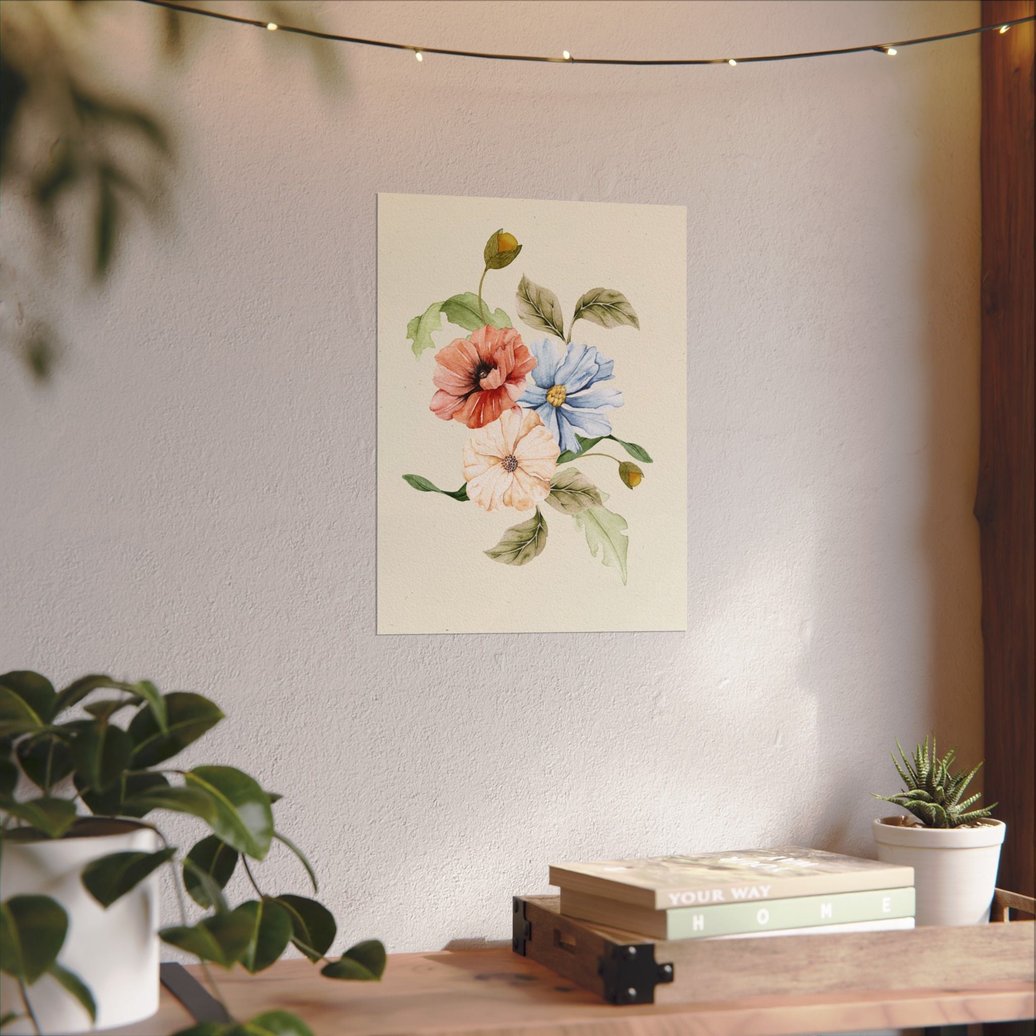 Textured Watercolor Botanical Floral Poster