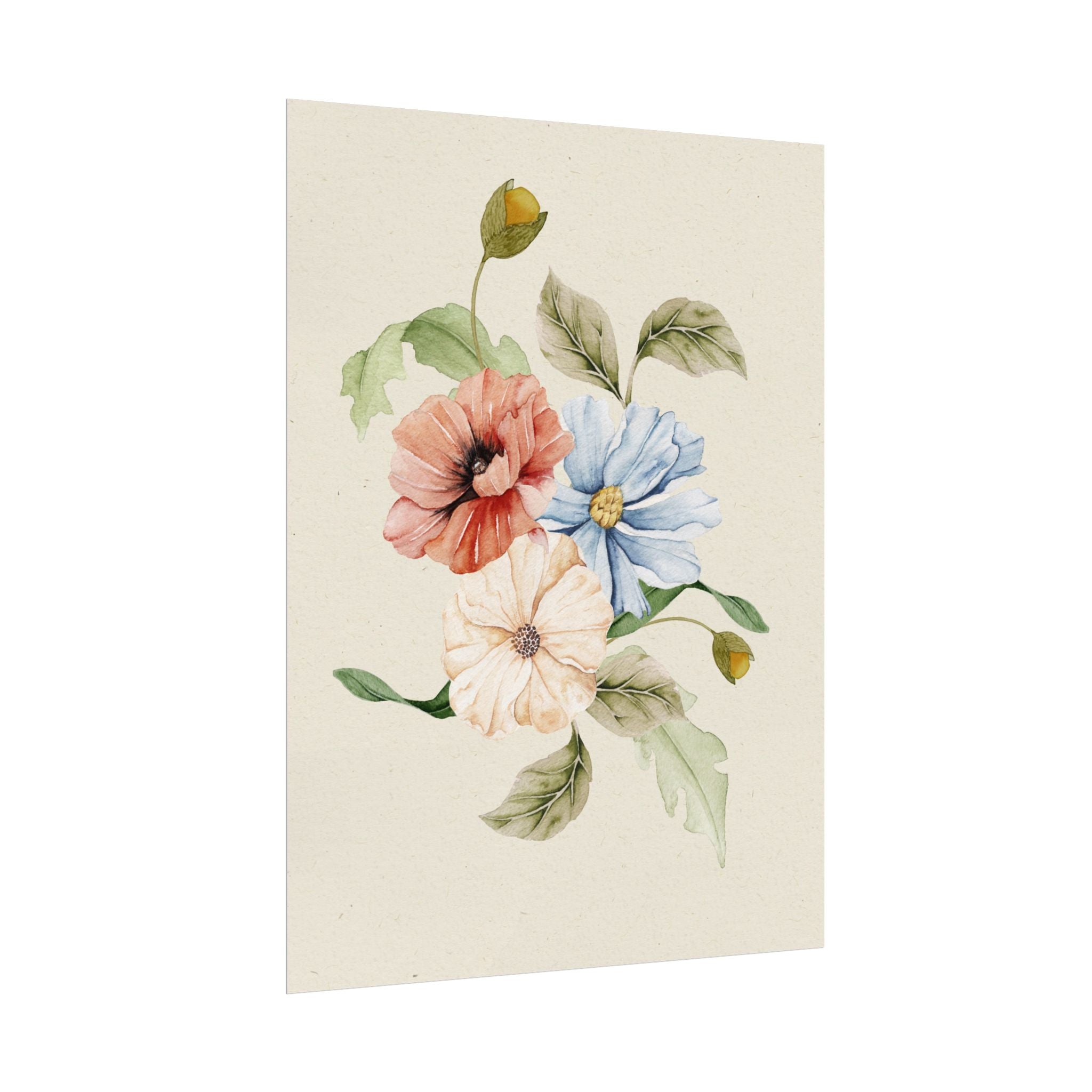 Textured Watercolor Botanical Floral Poster