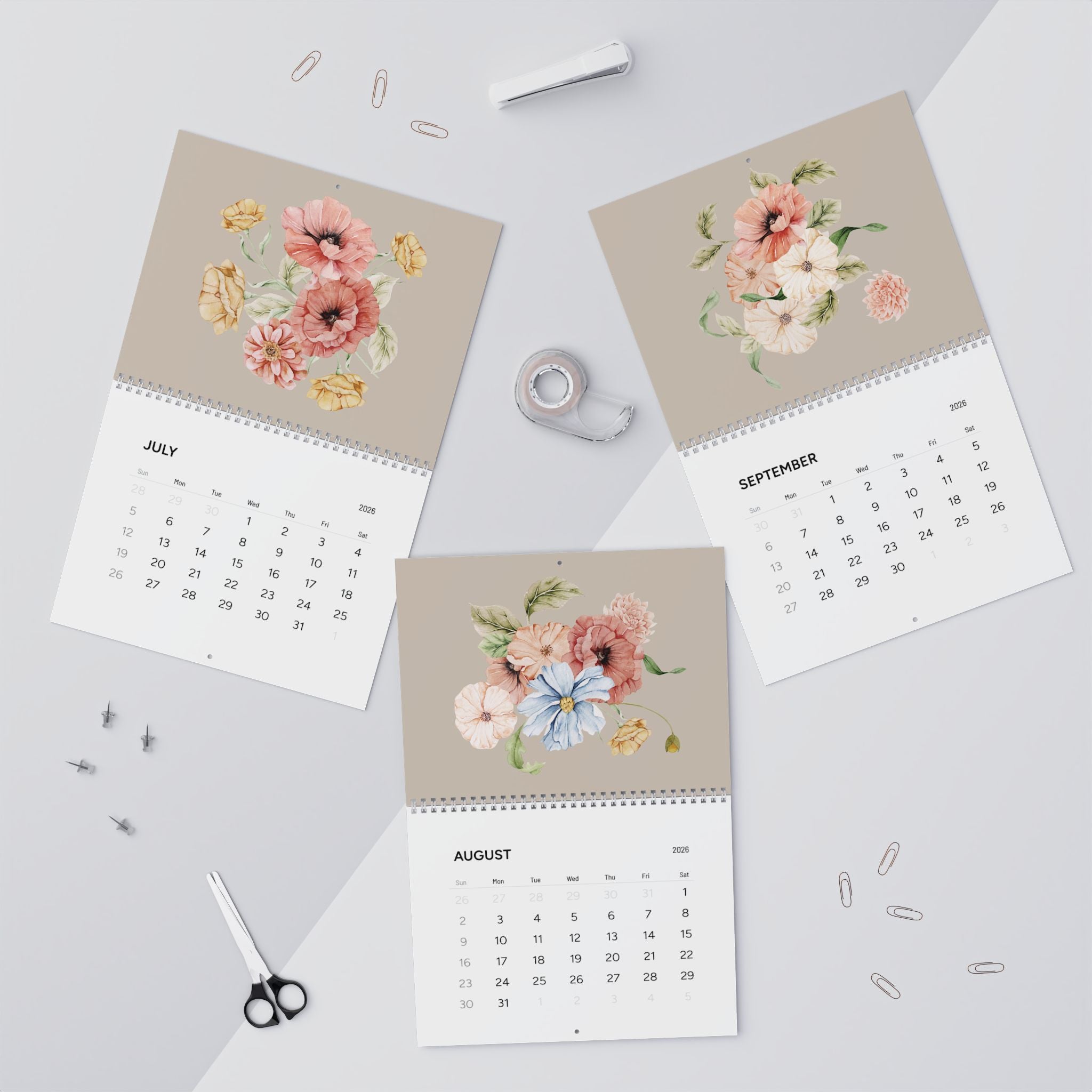 Floral Wall Calendar 2026 - Monthly Planner