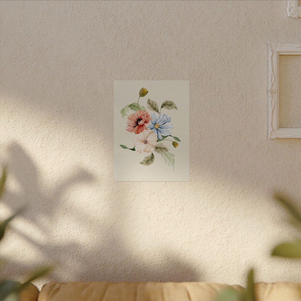 Textured Watercolor Botanical Floral Poster